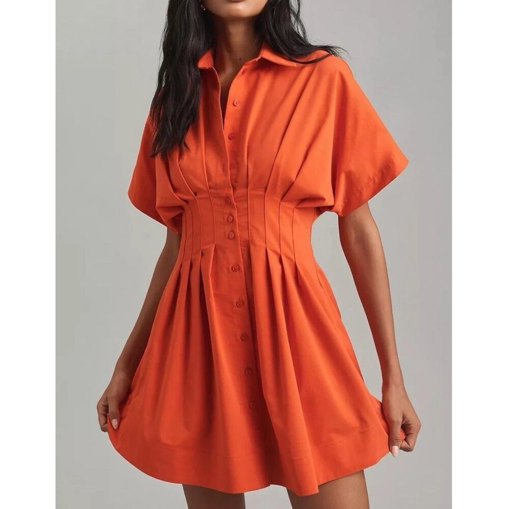 Anthropologie The Tobie Mini Shirt Dress by Exquise Red 3X